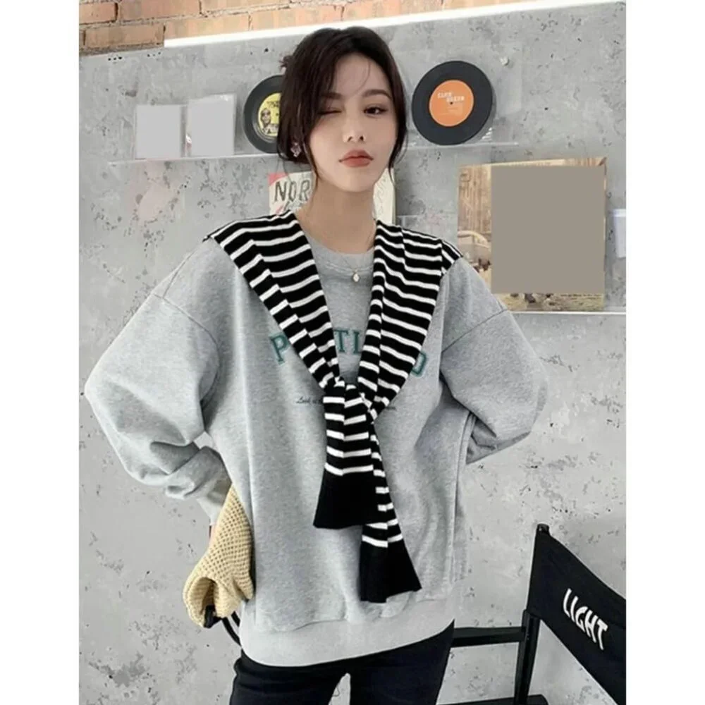 Women's Polyester Striped Shawl Wraps Scarf Cardigan Cape Casual Top